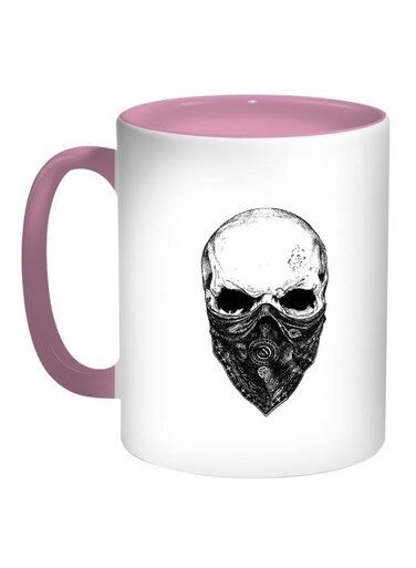 Skull Printed Coffee Mug Pink/White/Black 11ounce