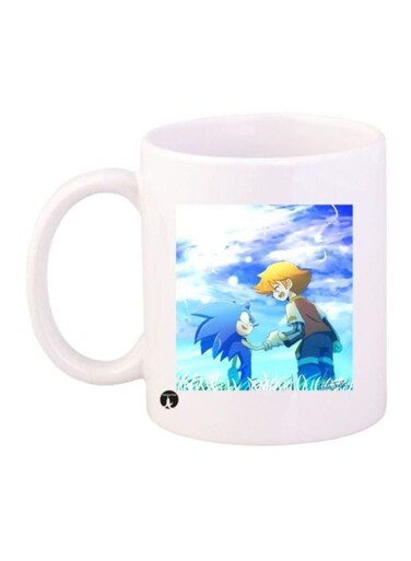 Sonic Video Game Printed Coffee Mug White/Blue/Gold