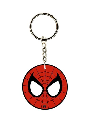 Double Sided Spiderman Printed Keychain Red/Black/Silver