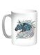 Horse Drawing Printed Coffee Mug Blue/White/Red 11ounce