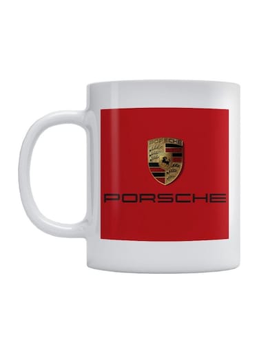 Porsche Logo Printed Mug White/Red/Black 350ml