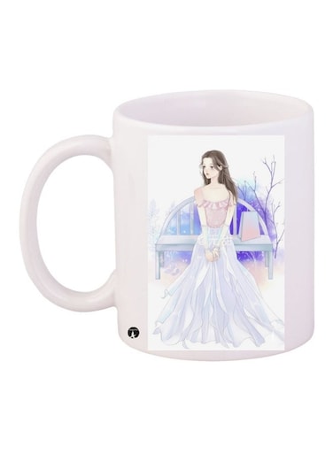 Printed Ceramic Coffee Mug White/Purple