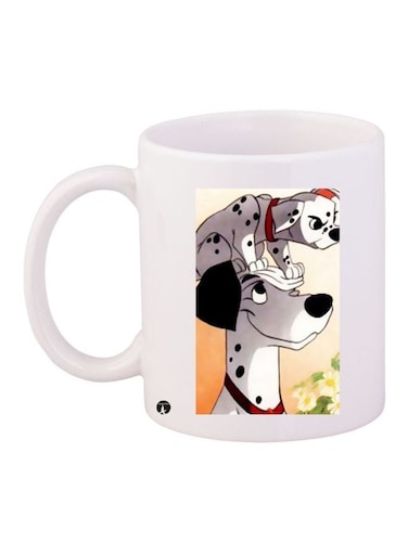 Cartoon Dog Printed Coffee Mug White/Yellow/Black 11ounce