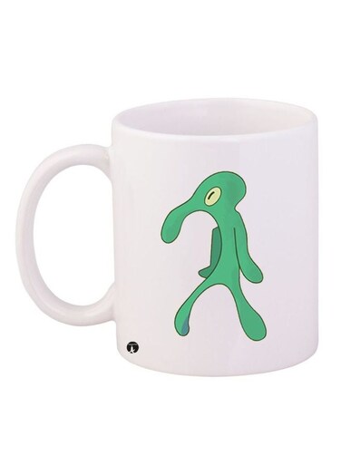 Cartoon Printed Coffee Mug White/Green 11ounce