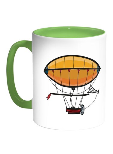 Airship Printed Coffee Mug White Green 11 ounce