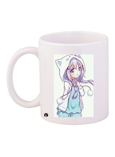 Anime Character Printed Coffee Mug White/Blue/Beige 11ounce