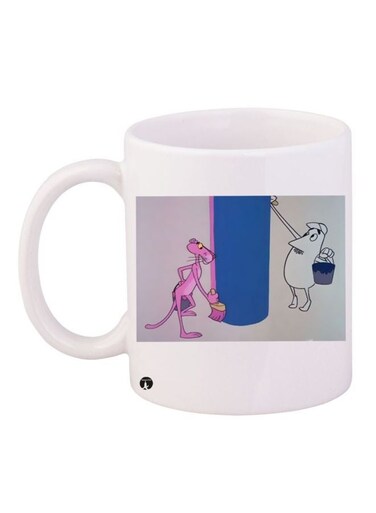 The Pink Panther Printed Coffee Mug White/Pink/Blue 11ounce