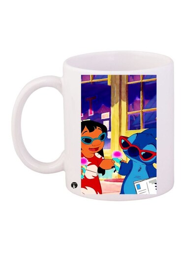 Lilo And Stitch Printed Coffee Mug White/Blue/Red