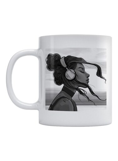 Ceramic Printed Mug White/Black/Grey