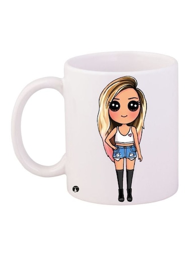 Girl Printed Coffee Mug White/Beige/Gold