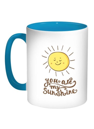 You Are My Sunshine Printed Coffee Mug Blue/White/Yellow 11ounce