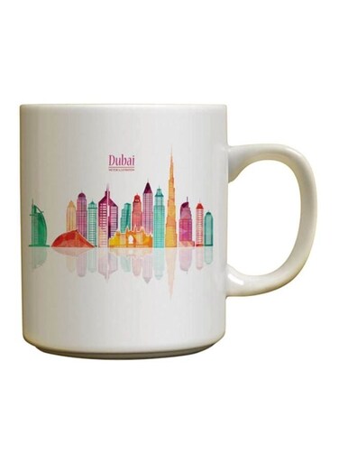 Dubai Printed Ceramic Coffee Mug White/Pink/Yellow