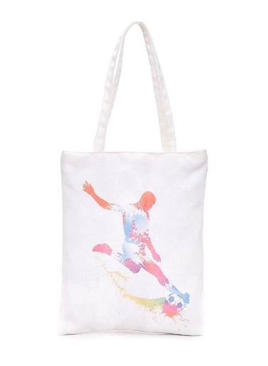 Printed Shopping Tote Bag White
