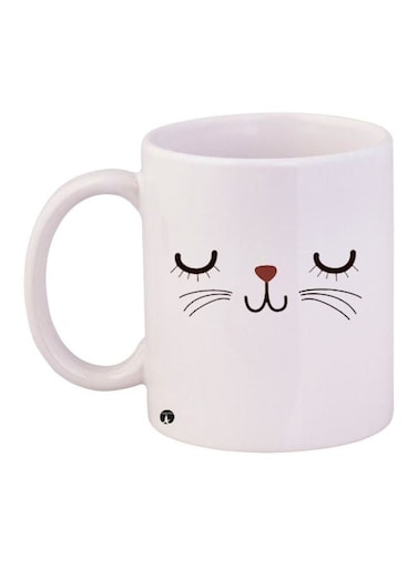 Cat Printed Coffee Mug White/Black/Brown