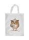Cartoon Owl Printed Shopping Bag White