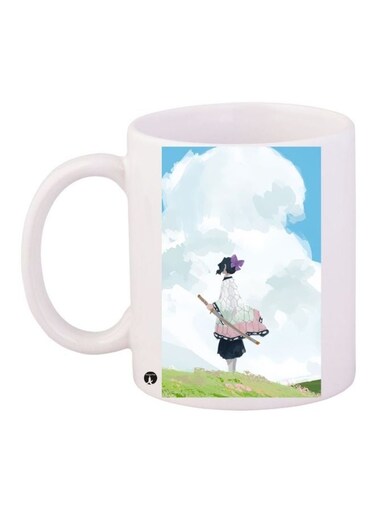 Printed Coffee Mug White/Blue/Green 11ounce
