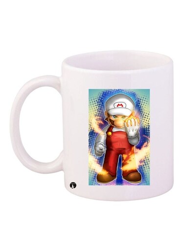 Cartoon Printed Coffee Mug White/Blue/Brown 11ounce