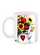 Flower Printed Coffee Mug White/Red/Yellow 11ounce