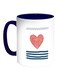 Heart-Shaped Fishing Net Printed Coffee Mug White/Blue 11ounce