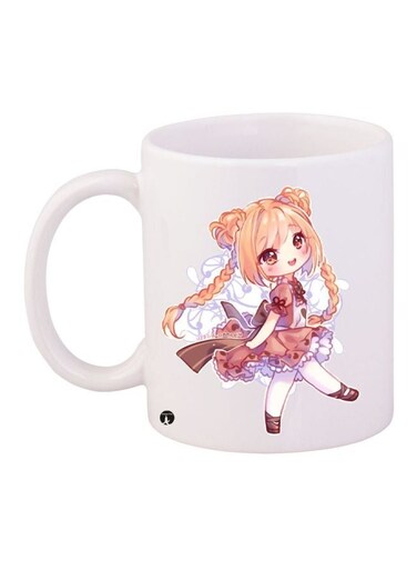 Anime Printed Coffee Mug White/Beige/Purple 11ounce
