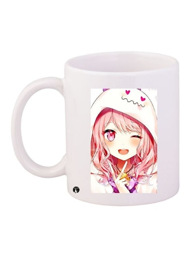 Anime Girl Printed Coffee Mug White/Beige/Pink