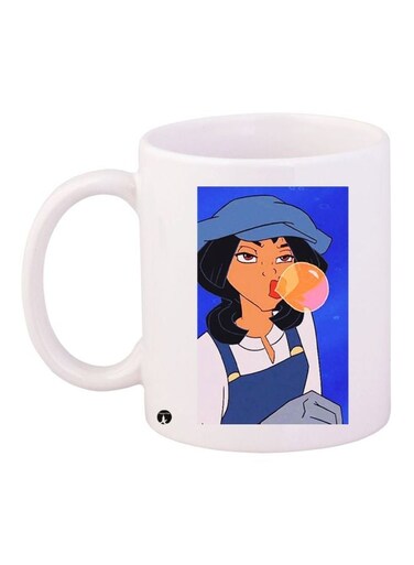 Girl Printed Coffee Mug White/Blue/Black 11ounce