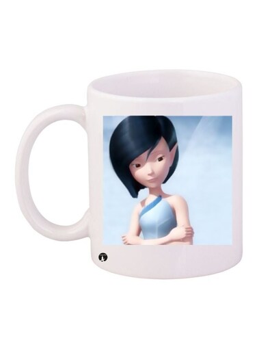 Anime Girl Printed Coffee Mug White/Black/Blue 11ounce