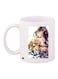 Cartoon Girl With Flowers Printed Coffee Mug White/Blue/Yellow 11ounce