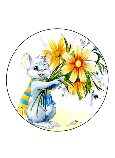 Mouse Printed Fridge Magnet Round Multicolour