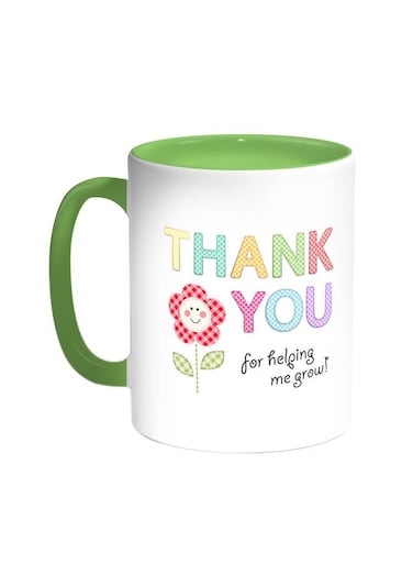 Thank You For Helping Me Grow Printed Coffee Mug Green/White 11ounce