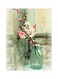 Flowers Themed Metallic Plate Pink/Green/Grey 20x15cm