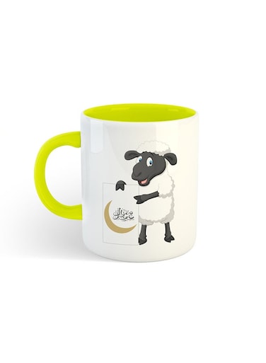 Eid Al-Adha Sheep Printed Mug White/Yellow
