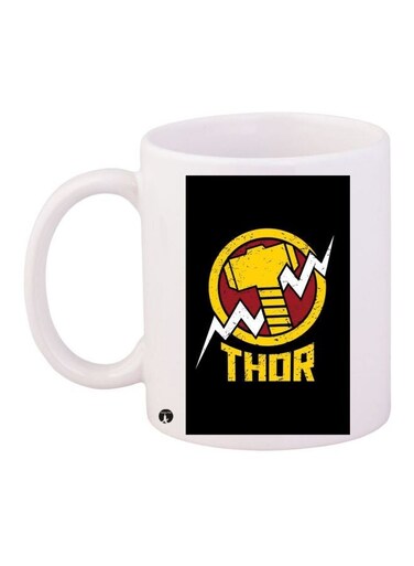 Thor Printed Coffee Mug White/Black/Yellow 11ounce