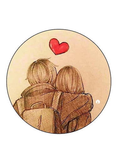 Boy And A Girl Printed Fridge Magnet Multicolour