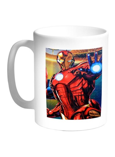 Iron Man Printed Coffee Mug White/Red/Blue 11ounce