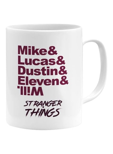 Stranger Things Quotes Printed Mug White/Maroon/Brown