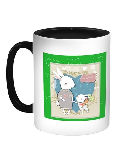 Love You Mom Printed Coffee Mug Green/Black/White 11ounce