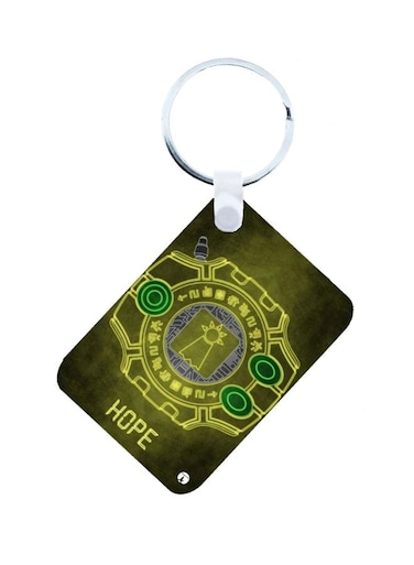 Anime Digimon Printed Keychain Green/Grey/Yellow