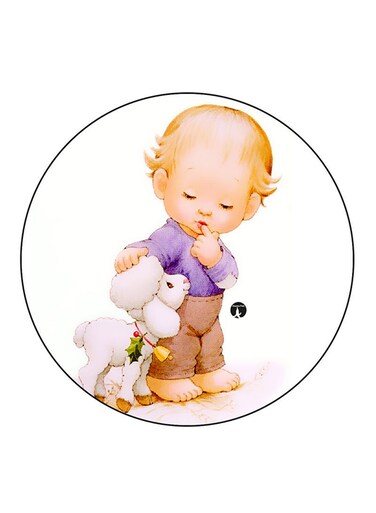 Boy Printed Fridge Magnet Round Multicolour