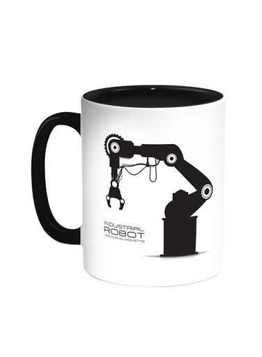 Industrial Robot Printed Coffee Mug Black/White 11ounce