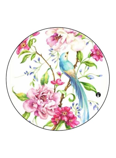 Floral Printed Fridge Magnet White/Pink/Green 5.5cm