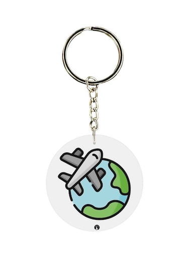 Flying Aeroplane Printed Keychain
