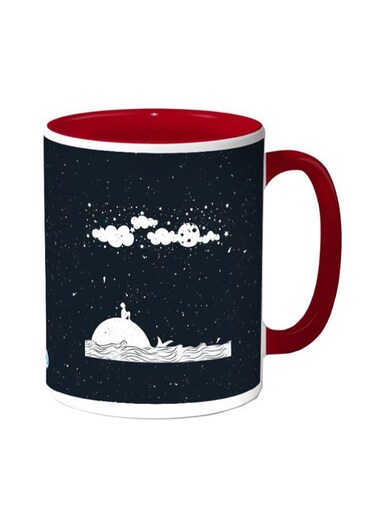 Moon And Stars Printed Coffee Mug Black Red