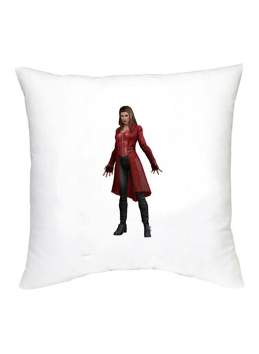 Wonder Woman Printed Decorative Cushion White/Red/Black 16x16inch