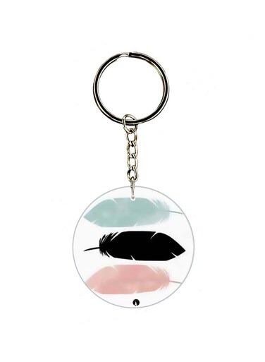 Feather Printed Dual Sided Keychain