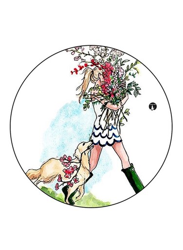 Girl Printed Fridge Magnet Round Multicolour