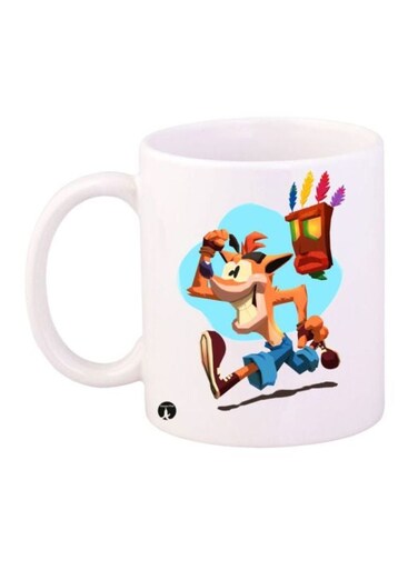 Crash Character Printed Coffee Mug White/Blue/Brown