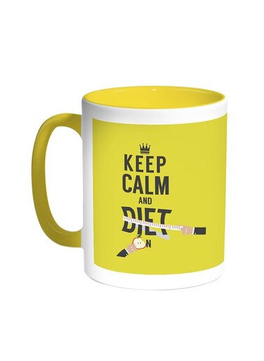 Keep Calm And Diet Printed Coffee Mug Yellow/White 11ounce