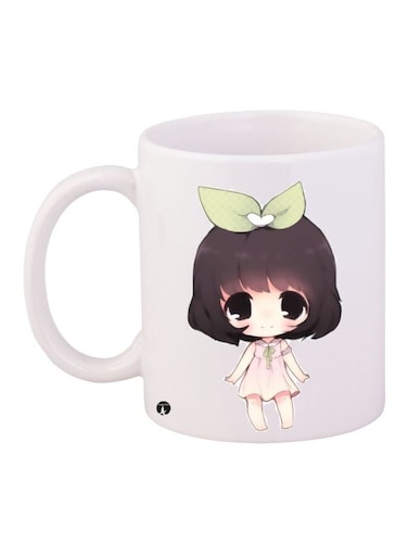 Cartoon Girl Printed Coffee Mug White/Brown/Pink
