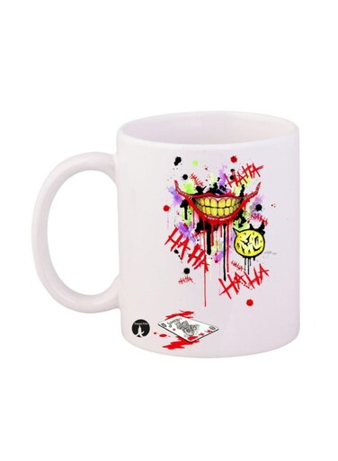 The Joker Printed Mug White/Red/Yellow 12ounce
